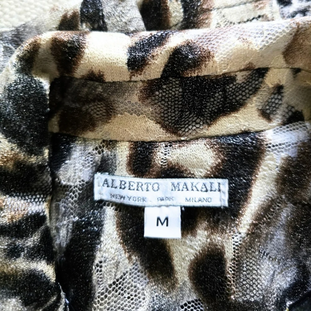 Alberto Makali Animal Print Mesh Blazer Jacket Leopard Abstract Sheer Medium - Picture 6 of 7